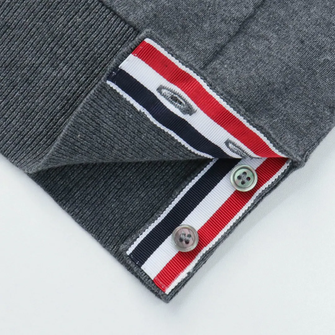 Tricolor Stripe Button Hem Detail