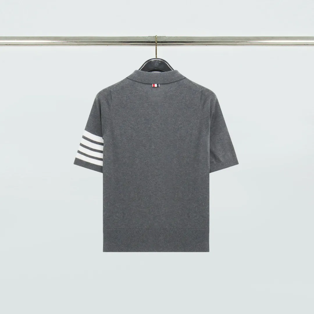 Back View TB Tennis Racket Four-Bar Polo T-Shirt