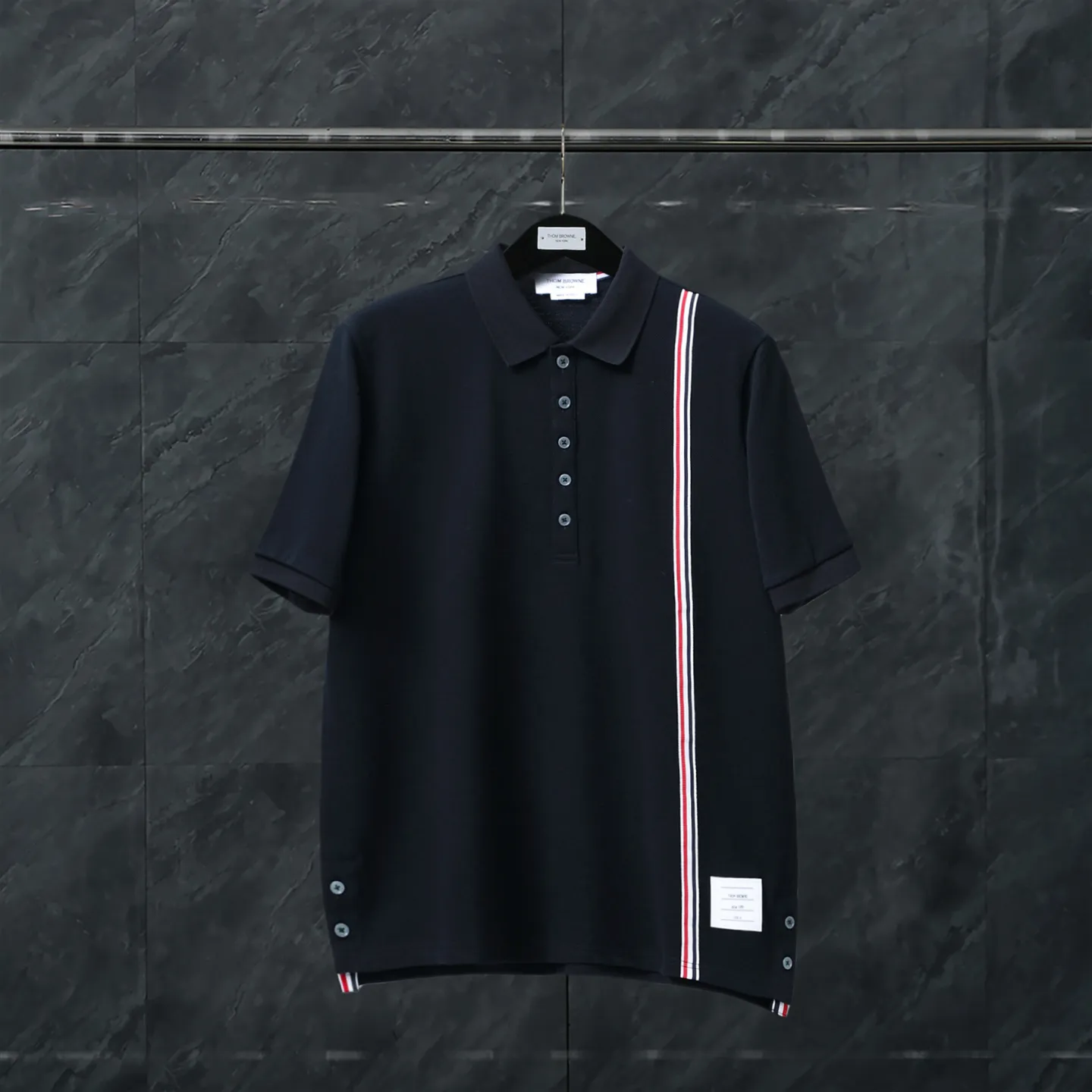TB Tricolor Stripe Piqué Cotton T-Shirt
