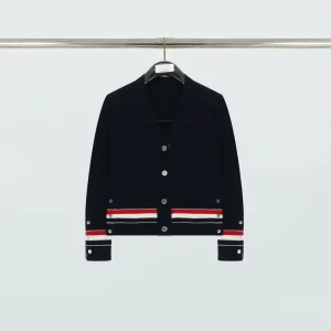 TB Tricolor Trim V-Neck Wool Cardigan Sweater