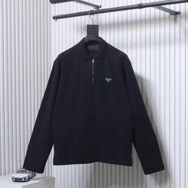 Triangle Logo Half-Zip Long Sleeve Shirt