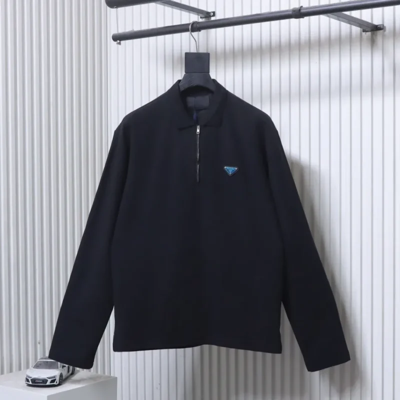 Triangle Logo Half-Zip Long Sleeve Shirt