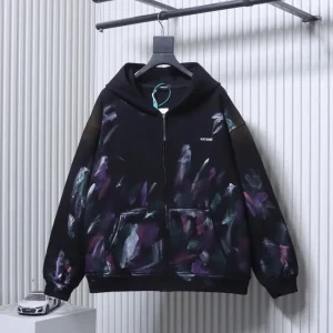 Well Done Graffiti Print Zip-Up Hoodie