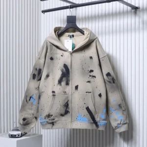 Well Done Irregular Graffiti Print Zip-Up Hoodie