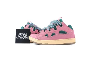 lanvln Curb Green Pink Suede Sneakers Side Profile