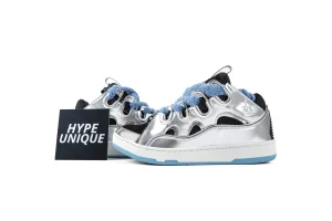 lanvln Curb Metallic Silver Blue Sneakers Side Profile