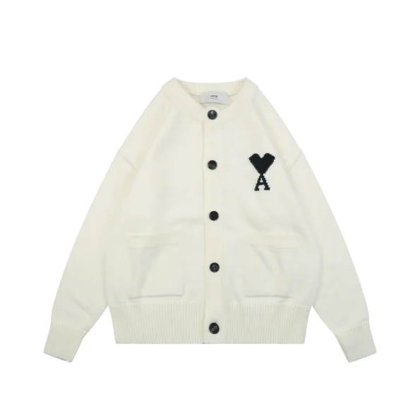 AMI Inlay Beige Cashmere Cardigan