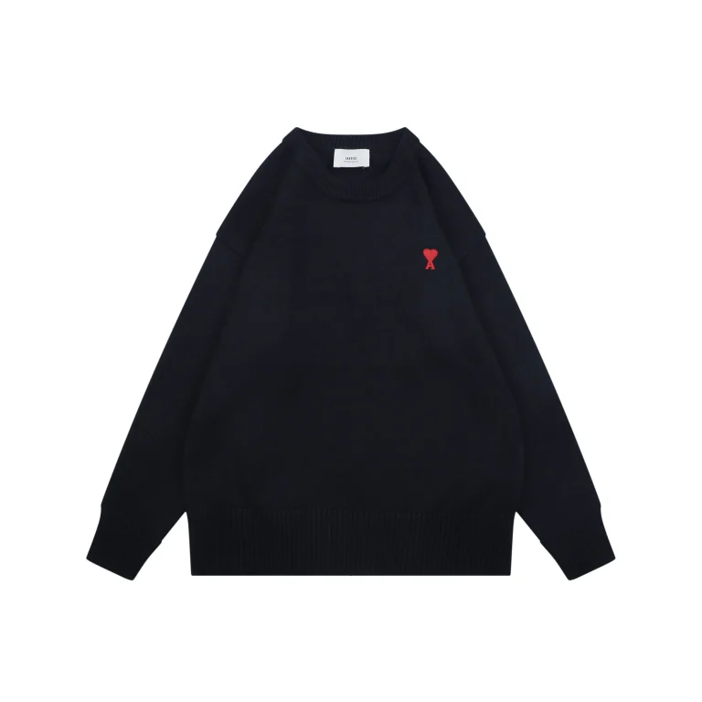 Front View AMI Little Heart Off-White Sweater