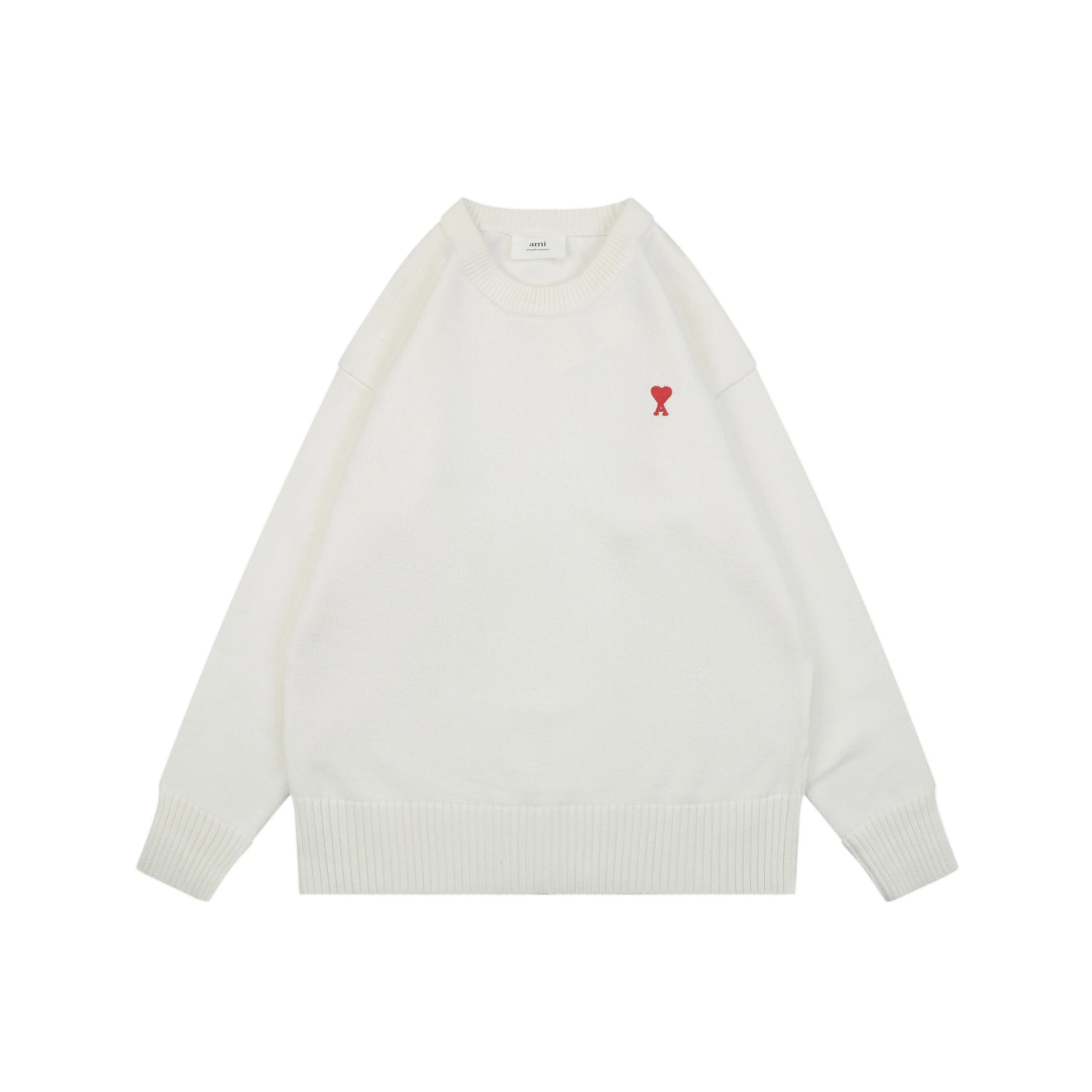 Front View AMI Little Heart Off-White Sweater