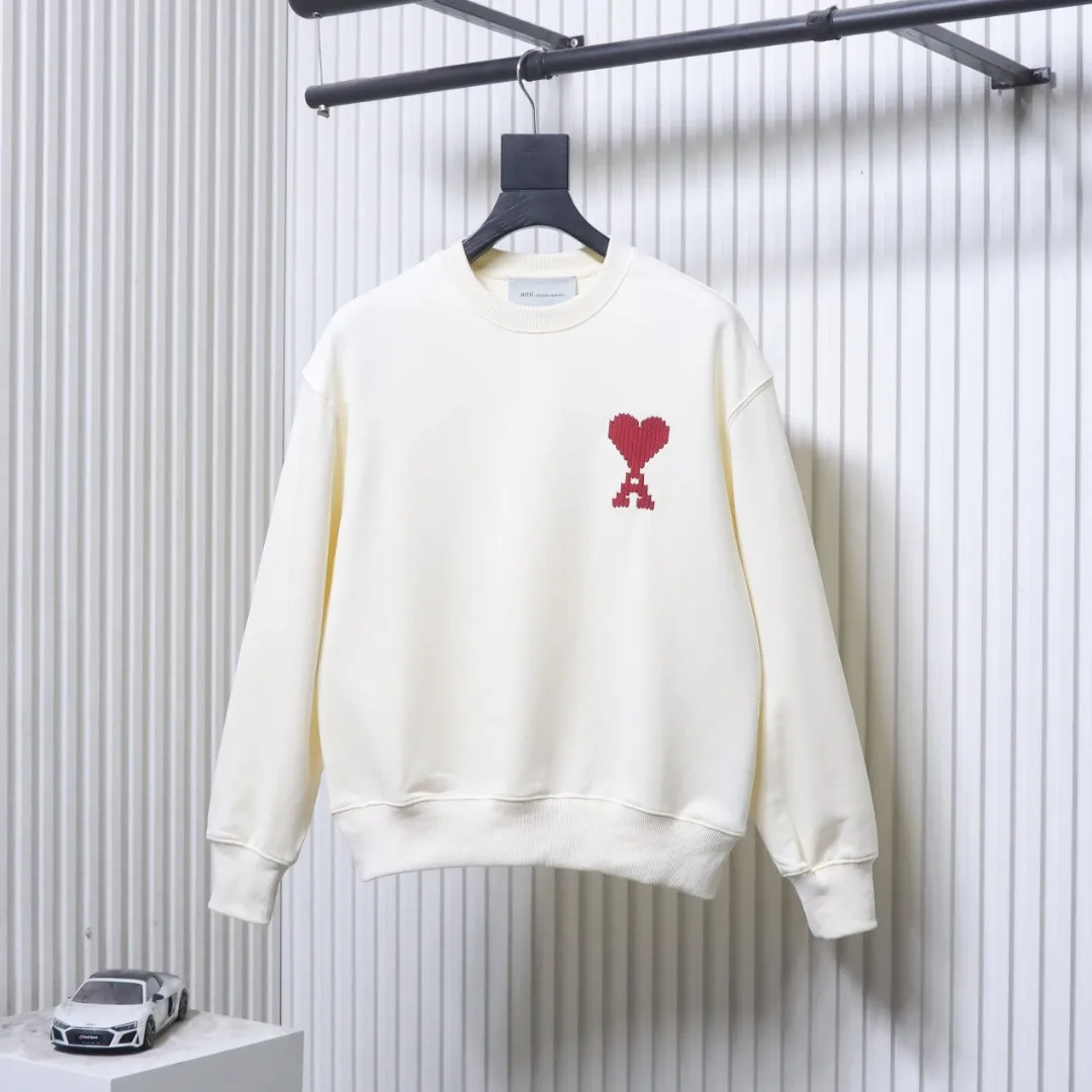 Front View AMI Mosaic Heart Embroidered Oversized Crewneck Sweatshirt