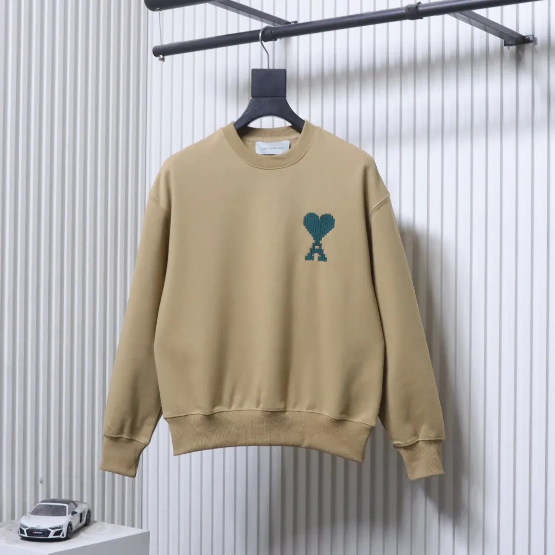 Front View AMI Mosaic Heart Embroidered Oversized Crewneck Sweatshirt
