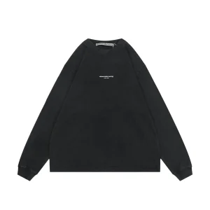 Front View AW Small Logo Vintage Washed Long-Sleeve Sweatshirt