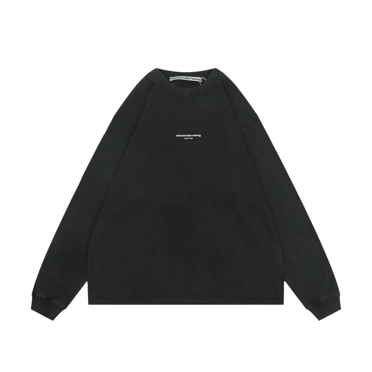Front View AW Small Logo Vintage Washed Long-Sleeve Sweatshirt
