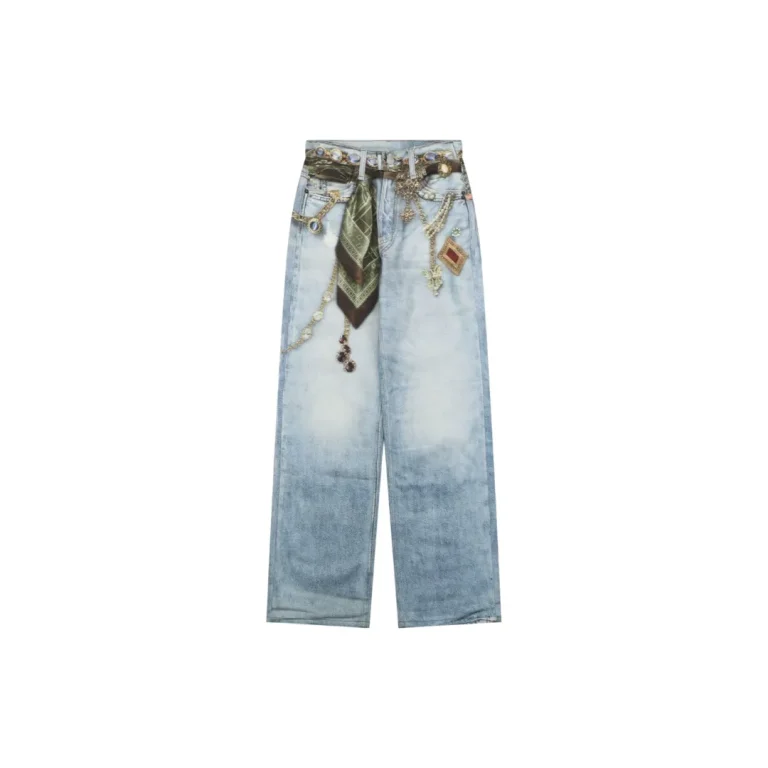 Front View Acne 1996M Gemstone Scarf Print Jeans