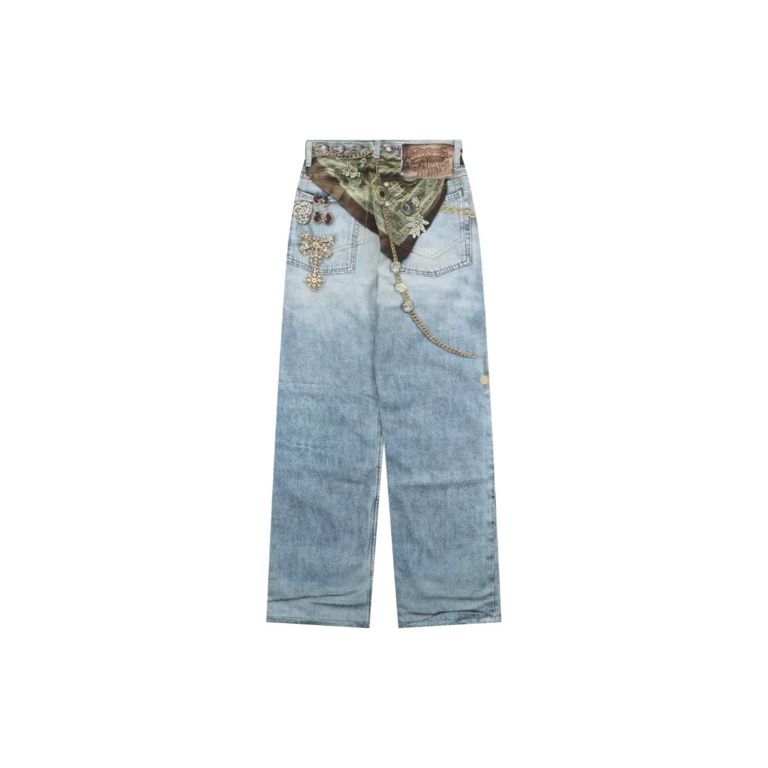 Back View Acne 1996M Gemstone Scarf Print Jeans