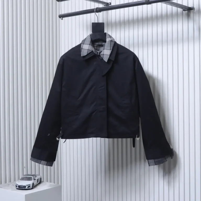 Front View Acne 26FW Layered Striped Shirt Jacket