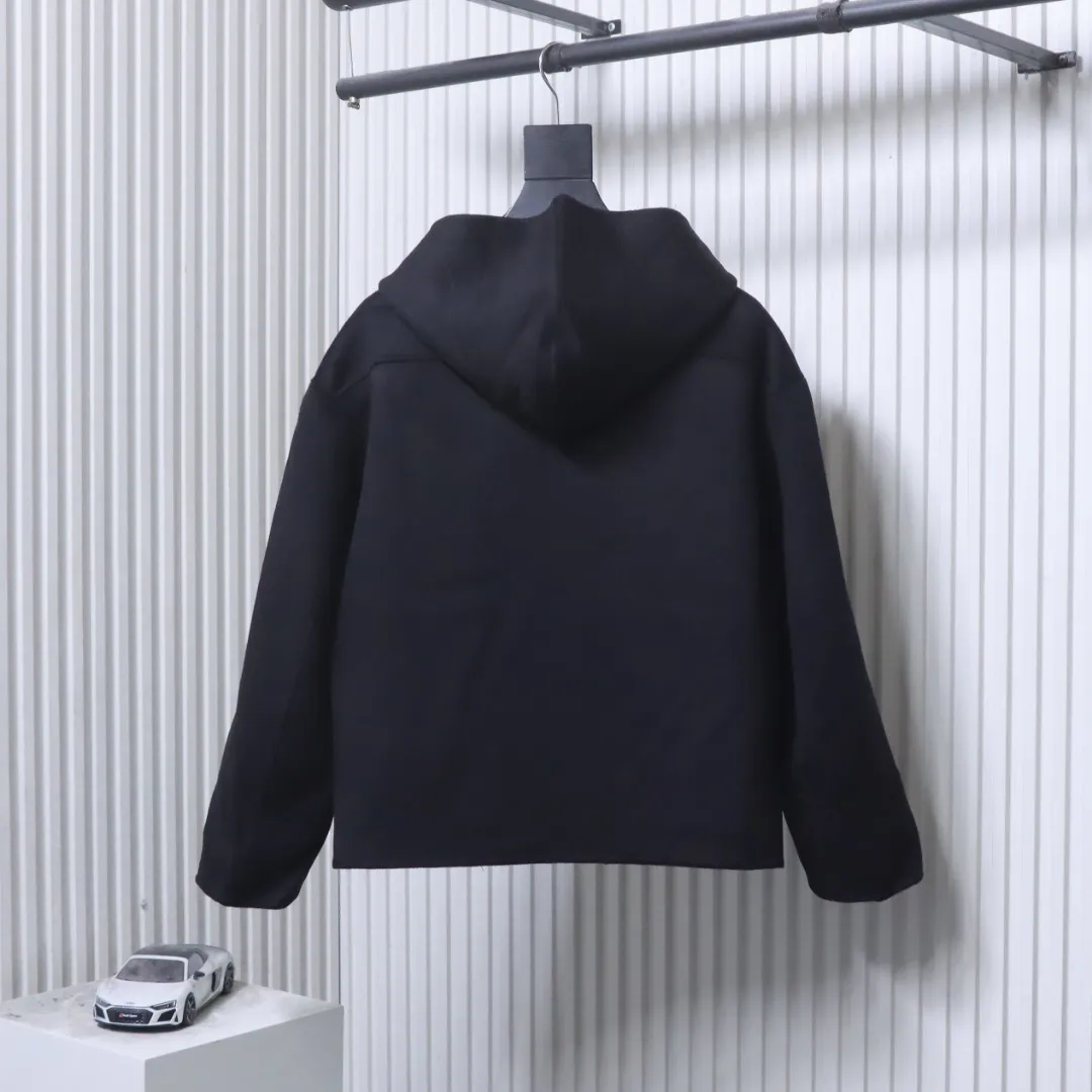 Back View Acne Double-Faced Wool Cashmere Hooded Jacket