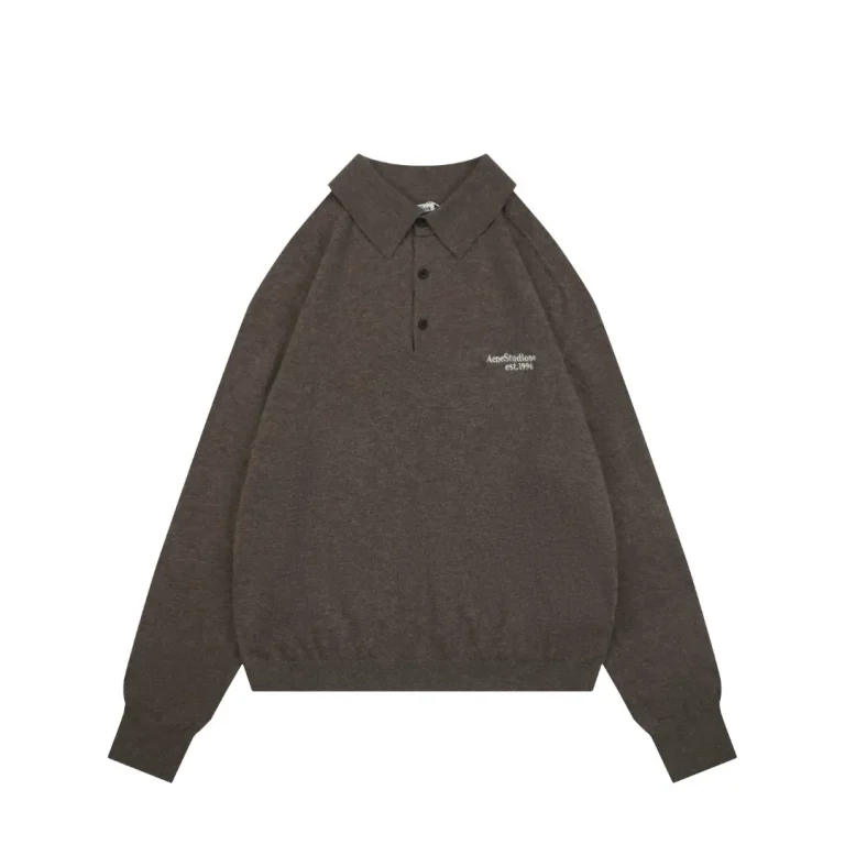 Front View Acne N8-1996 Embroidered Logo Polo Sweater