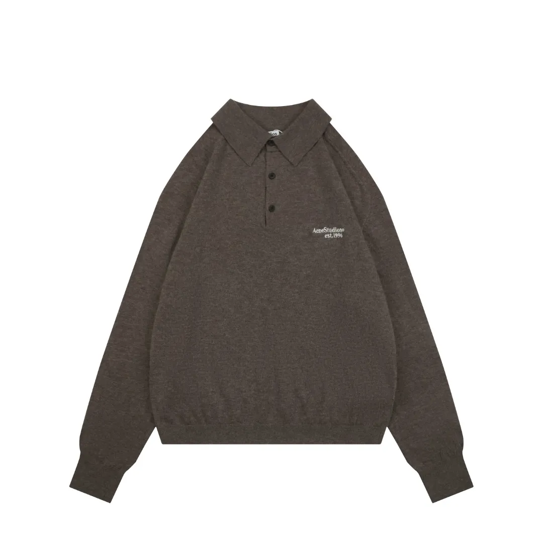 Front View Acne N8-1996 Embroidered Logo Polo Sweater