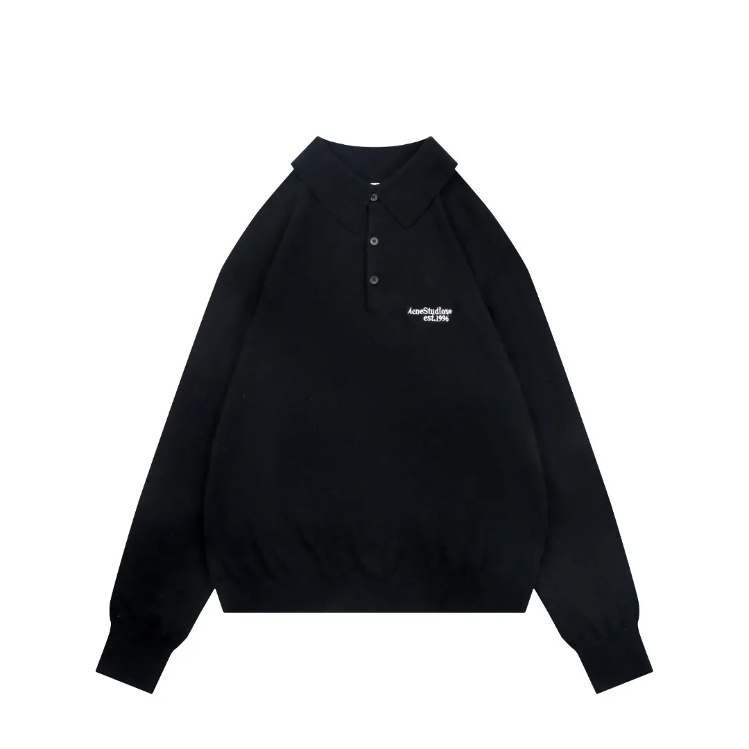 Front View Acne N8-1996 Embroidered Logo Polo Sweater