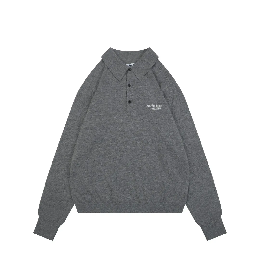 Front View Acne N8-1996 Embroidered Logo Polo Sweater