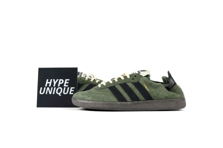 Adidas x Song for the Mute Samba OG Base Green Suede Sneakers Side Profile