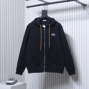 Front View Anagram Color Block Zip-Up Hoodie