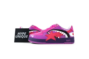 BAPE STA Shark Purple Pink Patent Sneakers Side Profile