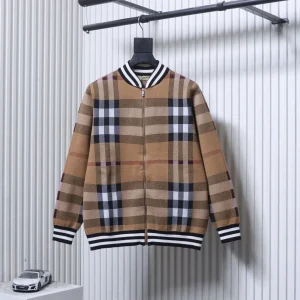 BBR Check Cashmere Wool Zip-Up Cardigan