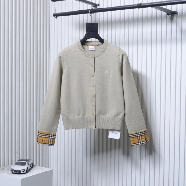 Front View BBR Check Cuff Cardigan