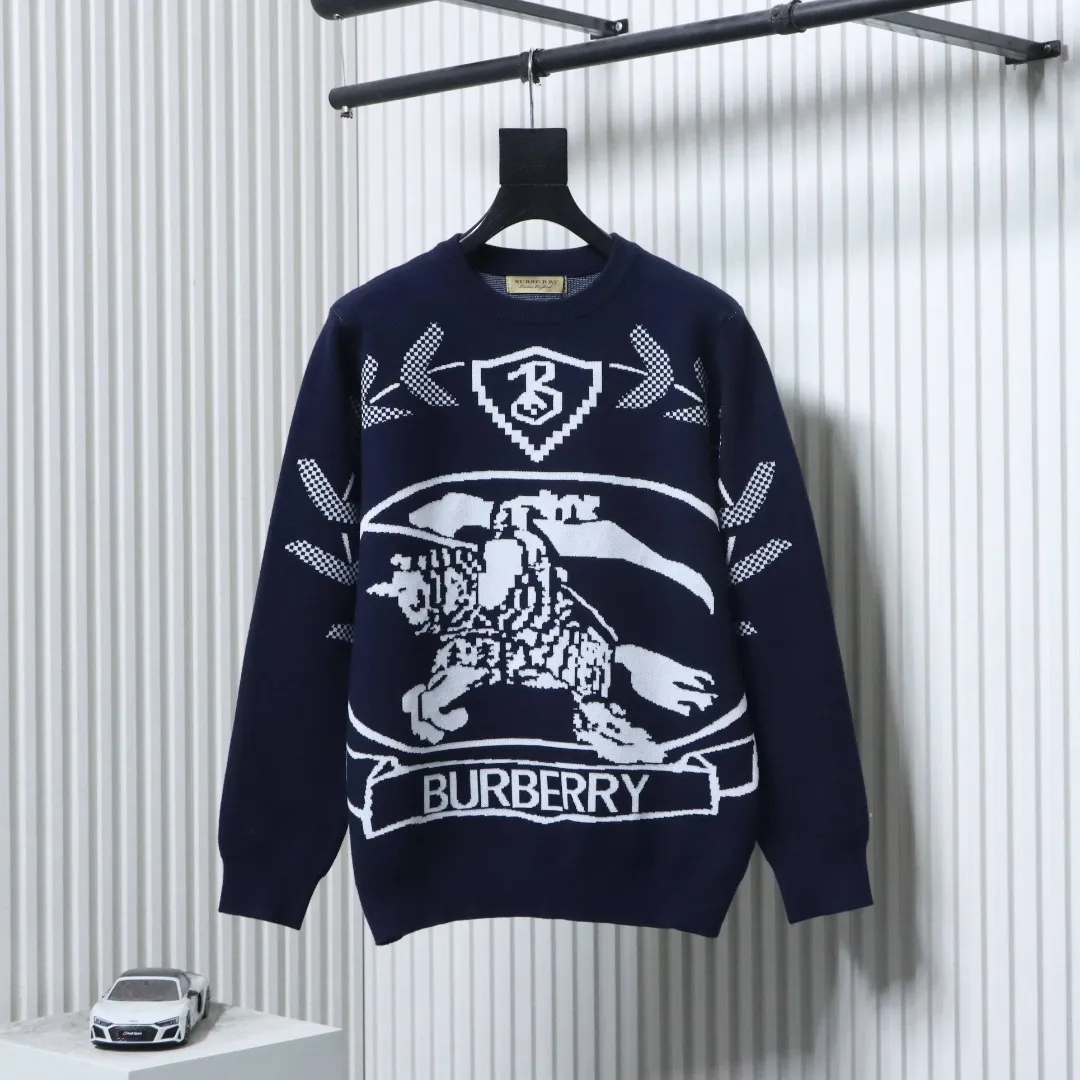 BBR Equestrian Knight Jacquard Wool Crew Neck Sweater