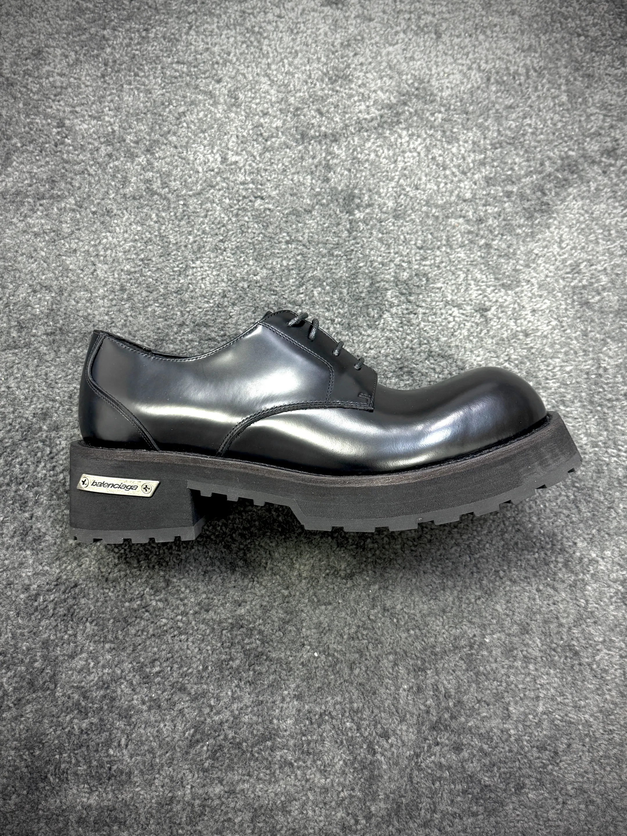 BLCG Concorde Black Shiny Leather Derby Shoes Right Side View