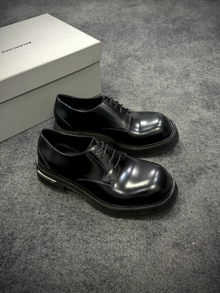 BLCG Concorde Black Shiny Leather Derby Shoes Angeled View