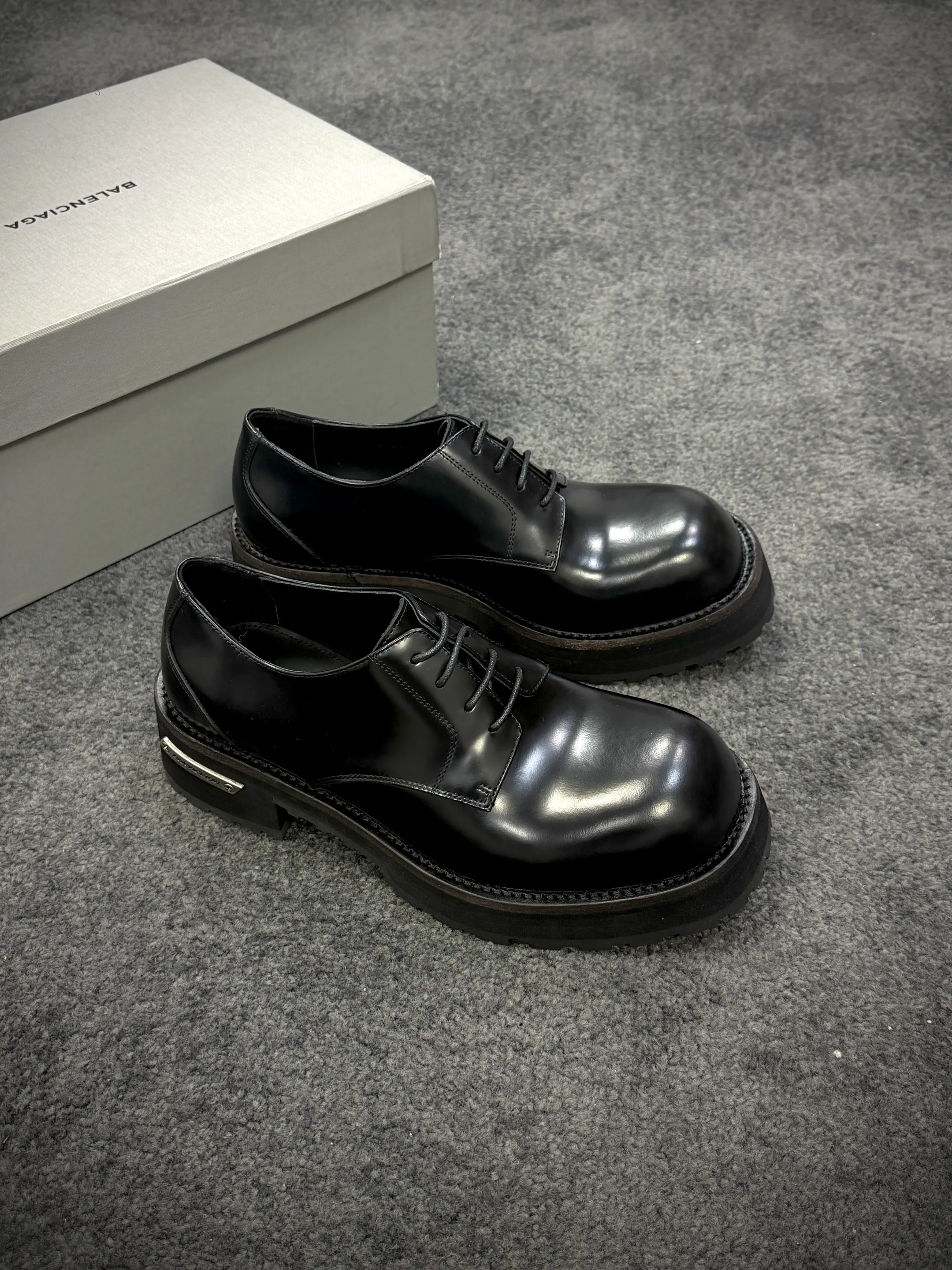 BLCG Concorde Black Shiny Leather Derby Shoes Angeled View