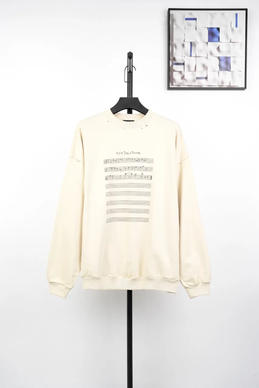 Front View BLCG Paris Sheet Music Distressed Sweatshirt