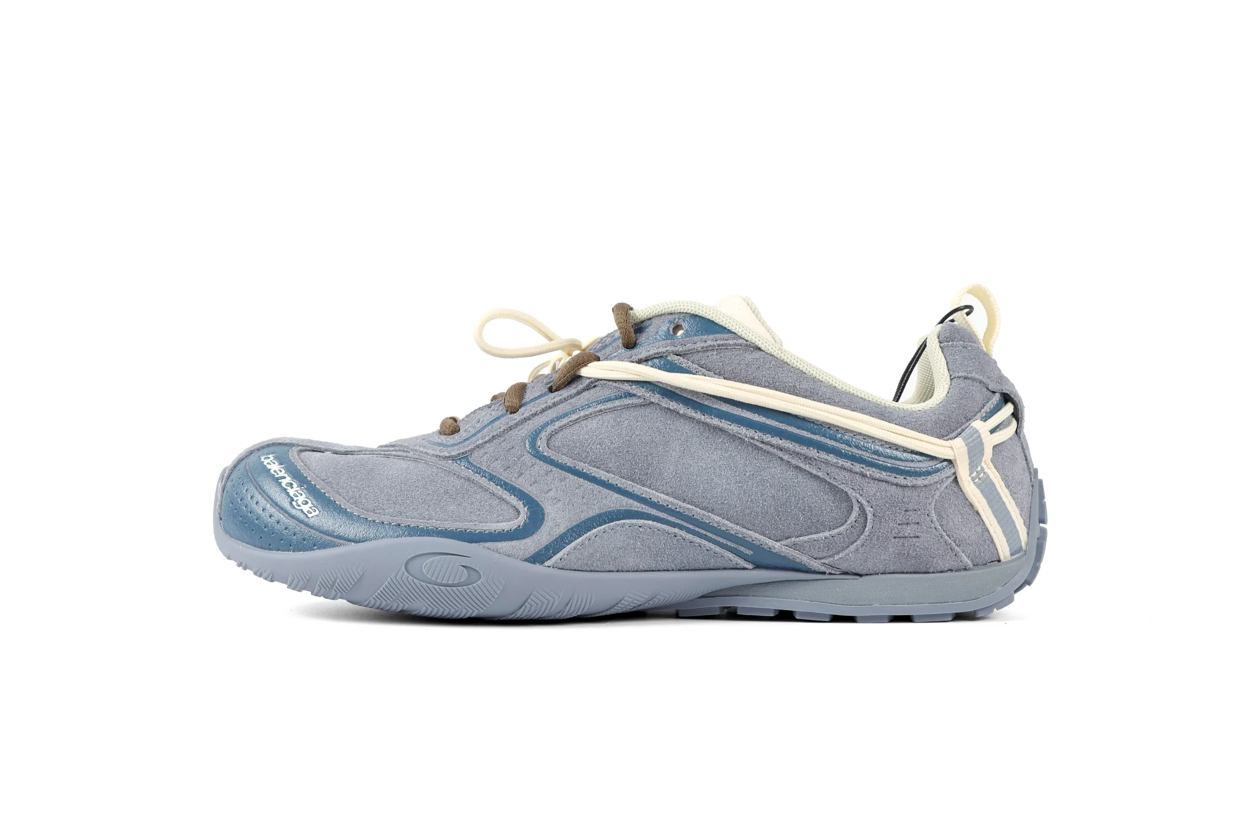 Left Side BLCG Radar Velvety Blue Grey Suede Sneakers