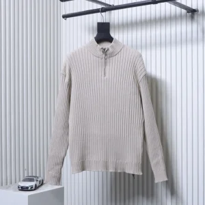 Front View BLCG Ribbed Knit Turtleneck Half-Zip Oversized Sweater