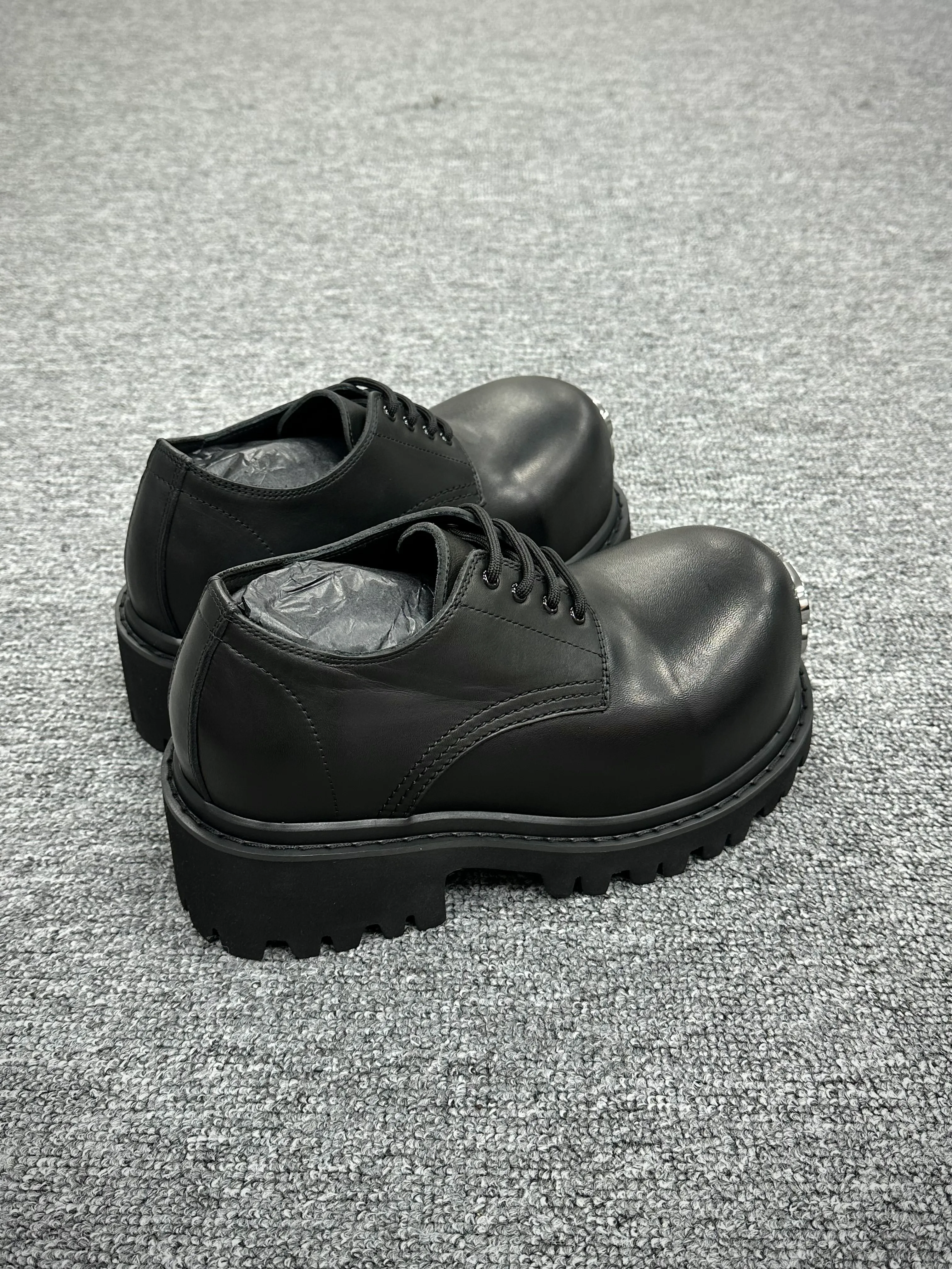 BLCG Strike BB Metal Toe Black Leather Derby Shoes Angeled View