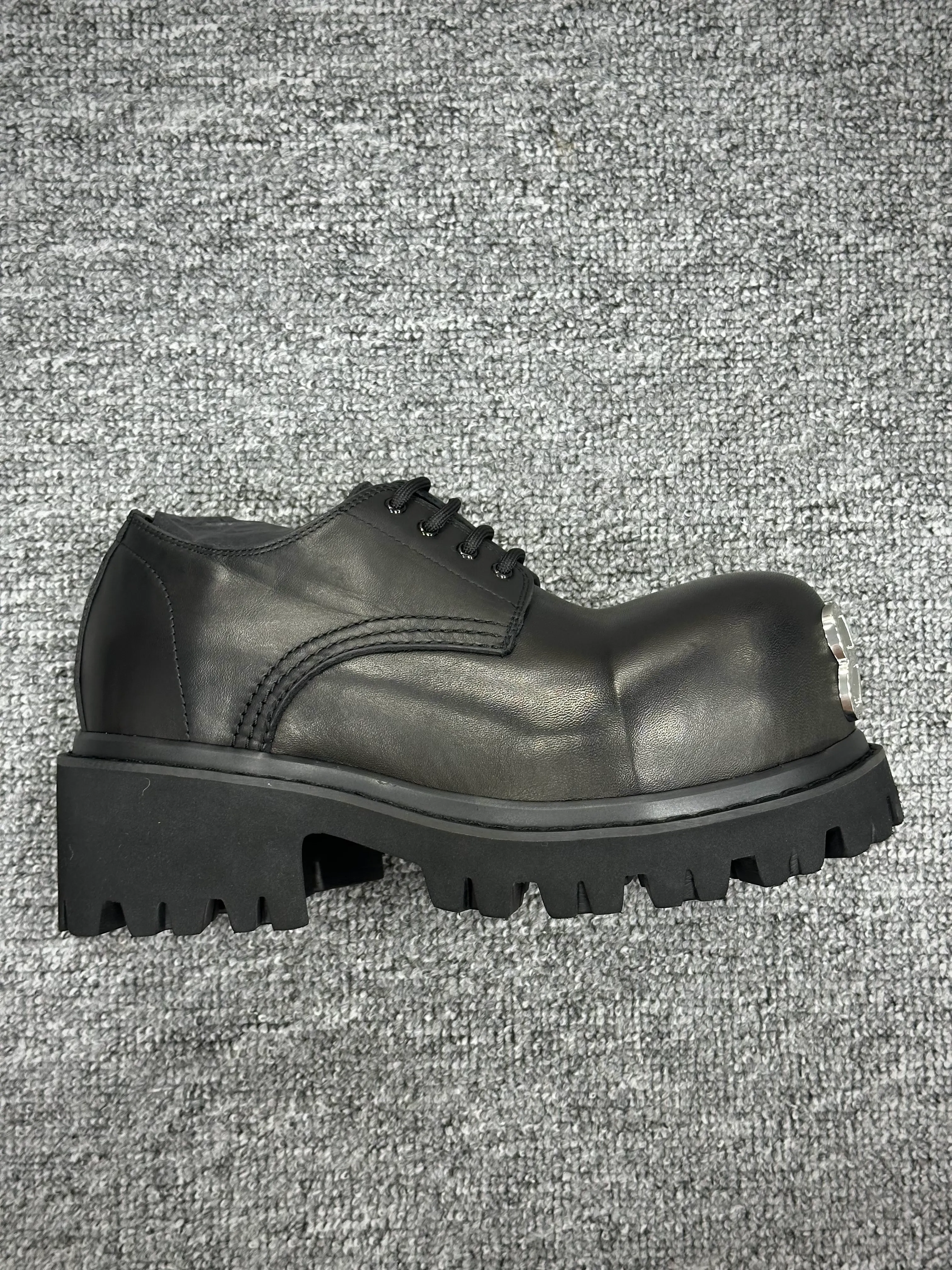 BLCG Strike BB Metal Toe Black Leather Derby Shoes Right Side View