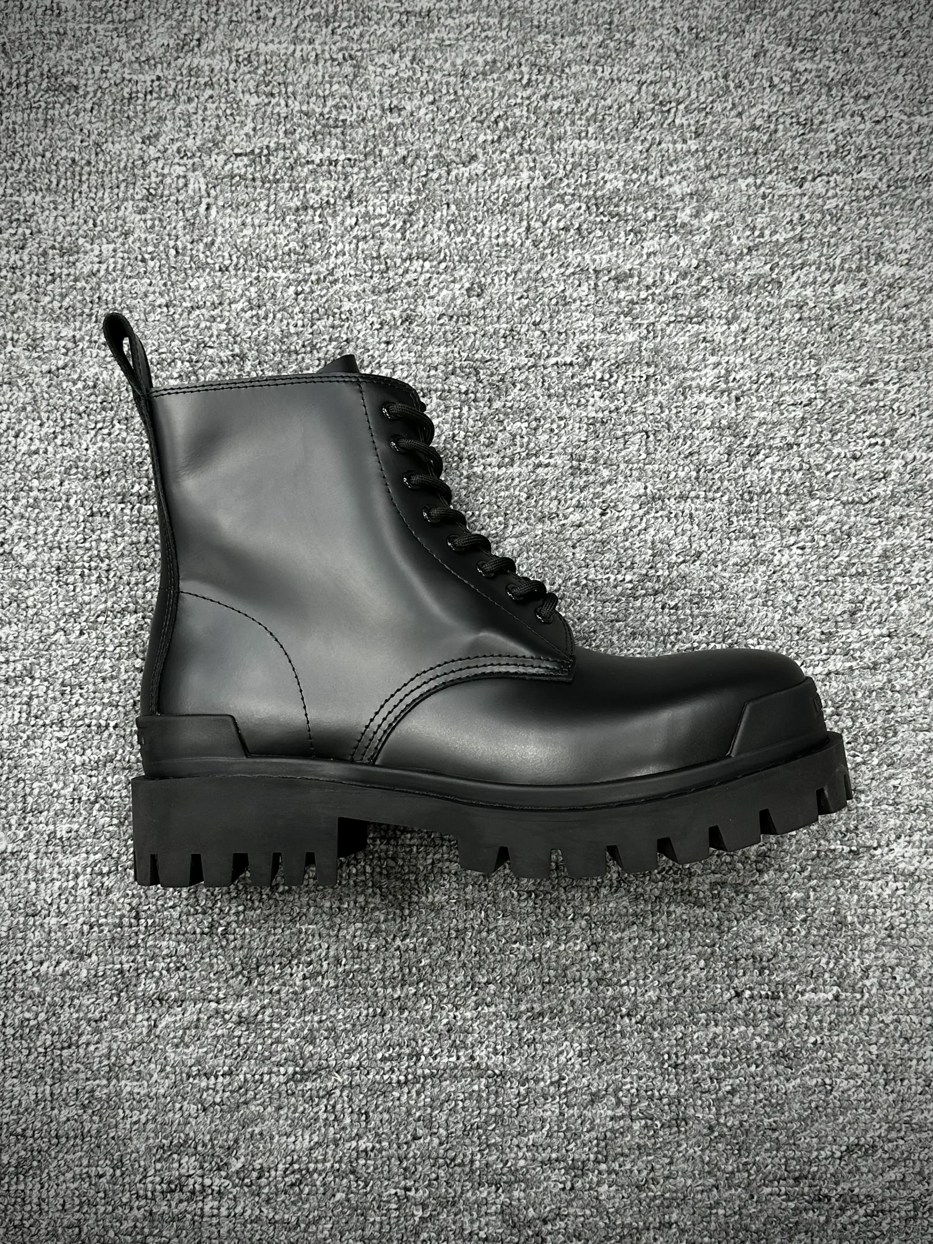 BLCG Strike Black Leather Platform Boots Right Side View