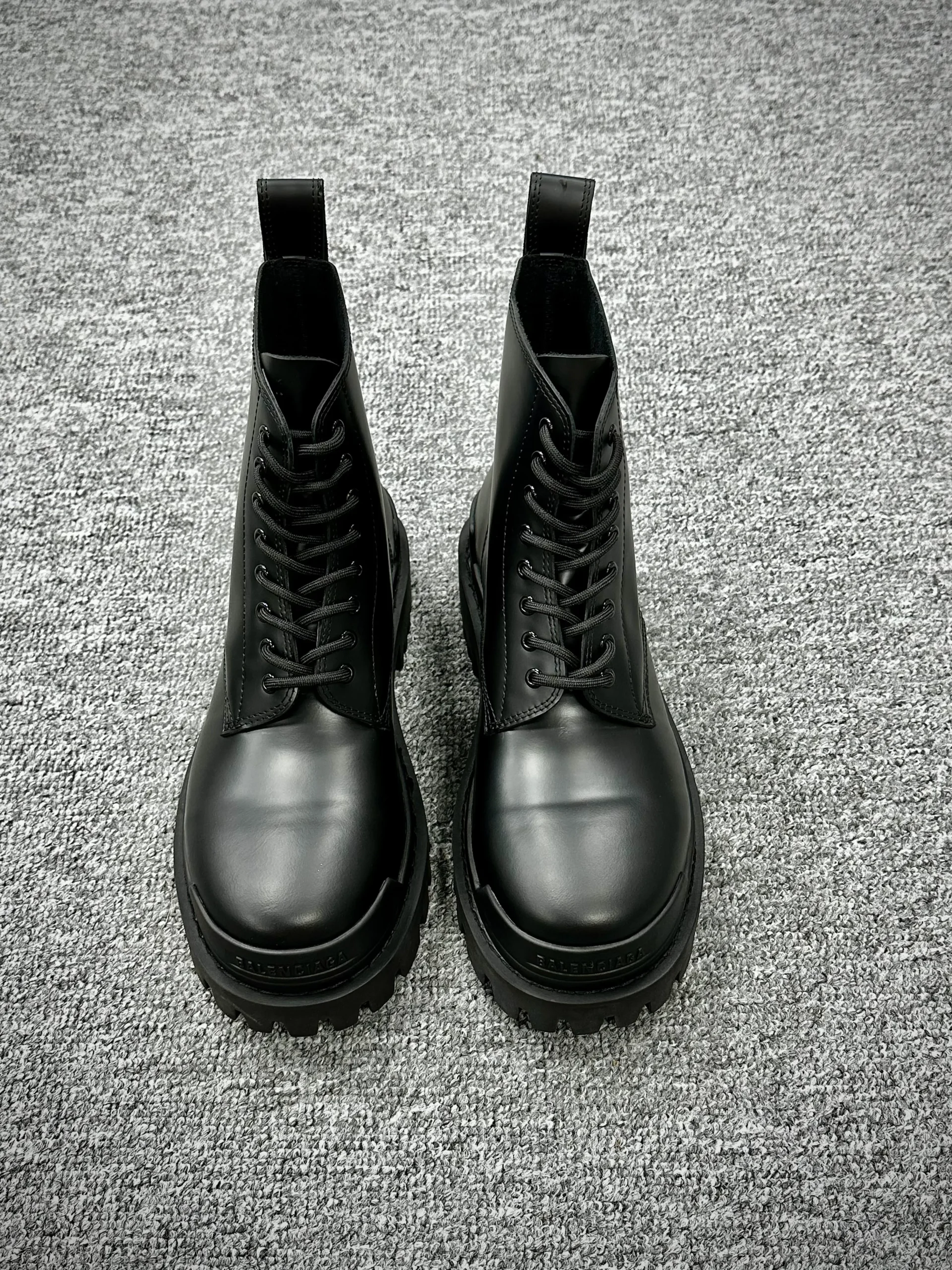 Front View BLCG Strike Black Leather Platform Boots