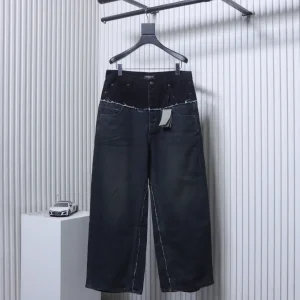 Back View BLCG Vintage Washed Denim Wide-Leg Jeans