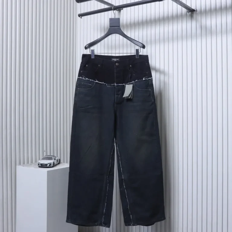 Back View BLCG Vintage Washed Denim Wide-Leg Jeans