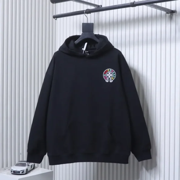 CH Colorful Sanskrit Embroidered Distressed Hoodie