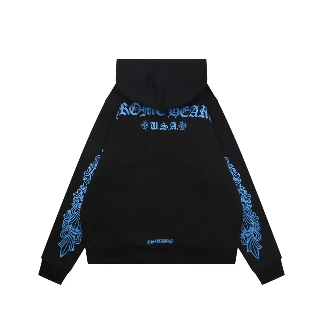 Back View CH Glitter Cross Floral Sanskrit Hoodie