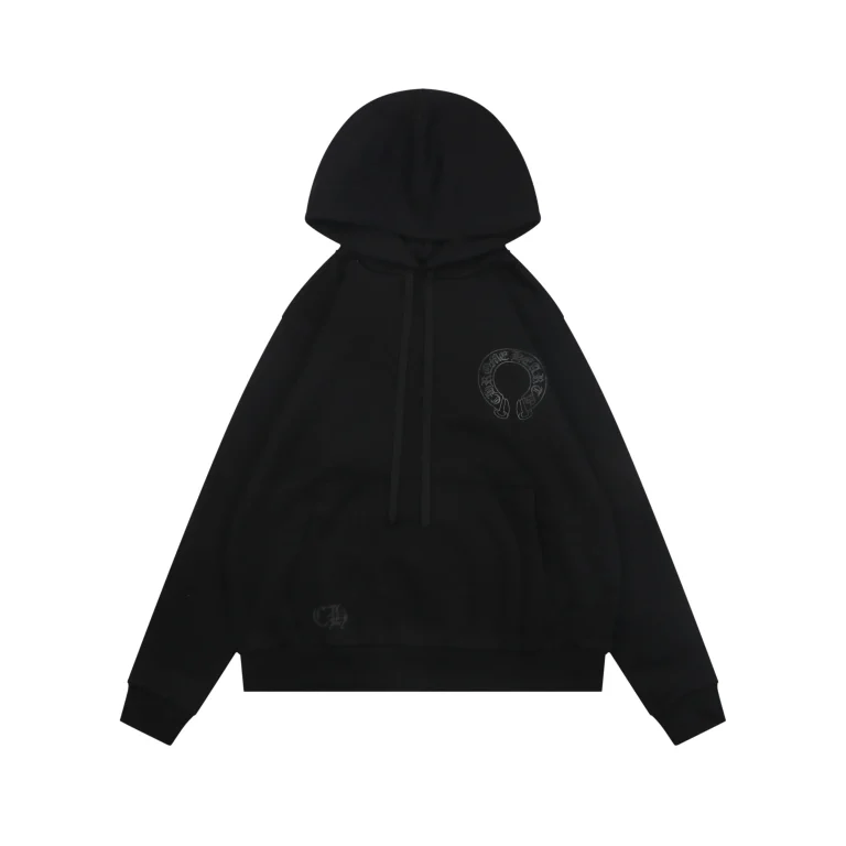 Front View CH Glitter Cross Floral Sleeve Sanskrit Dark Hoodie