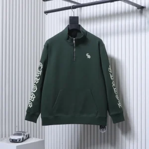 Front View CH Gothic Embroidered Half-Zip Sweatshirt