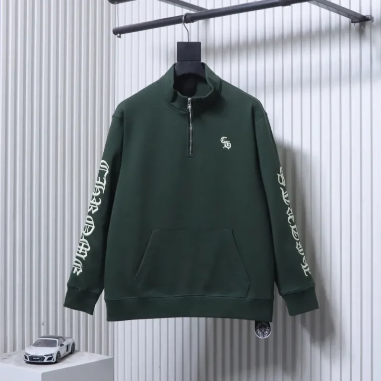 Front View CH Gothic Embroidered Half-Zip Sweatshirt