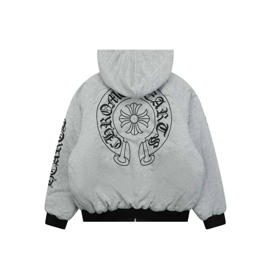Back View CH Reversible Sanskrit Scroll Hooded Jacket