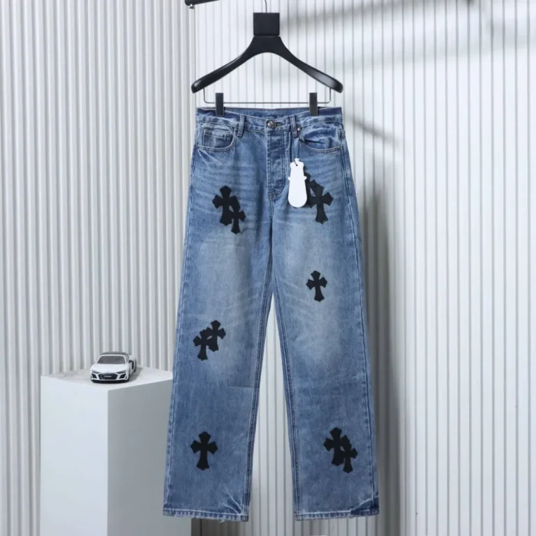 Front View CH Vintage Washed Blue Denim Jeans